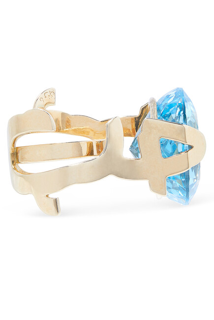 Hob Solitaire Ring, 18k Yellow Gold & Blue Topaz